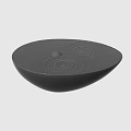 Black Bowl Shaped Sculpture With Carved Ripple Patterns And Central Point