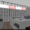 Modern Bathroom Specialty Store Interior With Toilets Sinks And Display Counters 3d model