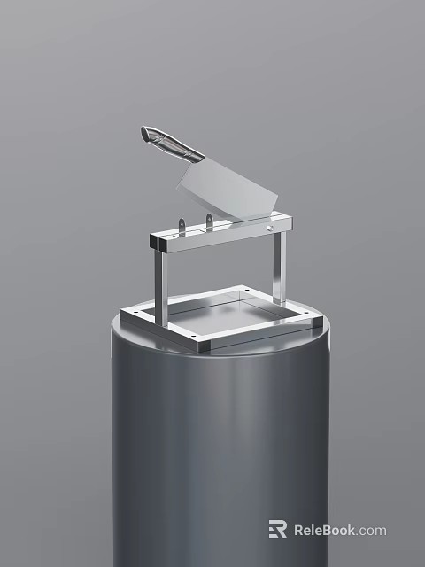 Practical Household Kitchen Knife With Sturdy Metal Stand And Cylindrical Base 3d model 