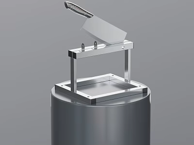Practical Household Kitchen Knife With Sturdy Metal Stand And Cylindrical Base 3d model