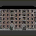 Brick Apartment Building With Multiple Floors Balconies Windows And Dark Roof 3d model