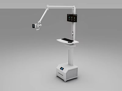 Mobile Medical Examination Equipment With White Stand Camera Arm And Display Screen 3d model