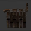 Medieval Style Wooden Chair With Metal Straps And Curved Legs Design