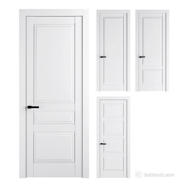 White Modern Hinged Door Design With Simple Panel And Smooth Surface For Home Interior 3d model