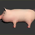 Cute Pink Cartoon Pig Character With Closed Eyes And Red Hooves