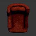 Red Modern Upholstered Armchair With High Back Tufted Design For Living Room