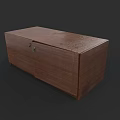 Dark Brown Wooden Sofa and Coffee Table Set with Textured Surface and Metal Clasps