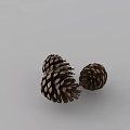 Decorative Ornament Set with Three Natural Pine Cones for Home Decor 3d model