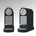 Two Black Modern Kitchen Coffee Makers With Stylish Design And Transparent Parts
