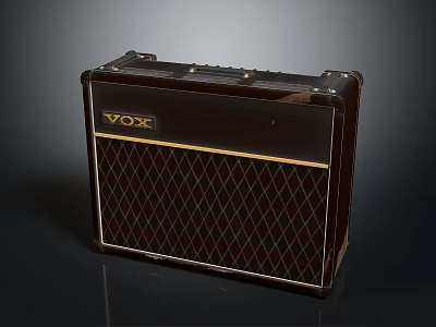 VOX Dark Brown Computer Speaker With Gold Logo Trim And Diamond Grille Design 3d model