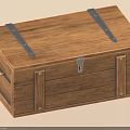 Wooden Storage Trunk With Metal Straps Lock Side Handle And Rustic Design