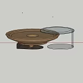 Modern Coffee Tables With Wooden Round Top And Glass Surface Metal Legs Design