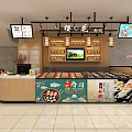 Japanese Style Food Display Shelves With Sushi Ramen Products And Decorative Lanterns