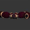 3D Character With Detailed Red Armor Purple Hair Fluffy Arms Mechanical Legs And Creature Helmet