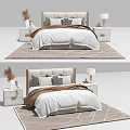 Modern Double Bed Interior With Bedside Tables Table Lamps And Soft Decorative Pillows 3d model
