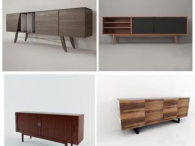 Modern Wooden TV Stand Designs With Drawers Shelves And Various Leg Styles 3d model