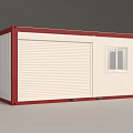 Red And White Shipping Container Building With Roll Up Door And Window Structure 3d model