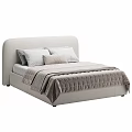 Modern Upholstered Bed Frame With Light Colored Quilt And Decorative Pillows 3d model