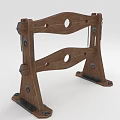 Wooden Bracket Stand Design With Metal Accents Circular Holes And Bolts