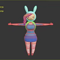 Game Movie Character With Rabbit Ears Blonde Hair Blue Outfit Green Backpack Open Arms