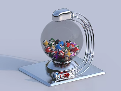 Interactive Amusement Equipment With Transparent Glass Globe Metal Stand And Colorful Small Balls 3d model