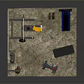 Gym Interior With Red Brick Walls Windows Barbell Dumbbells Treadmill And Yoga Mat