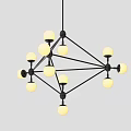 Modern Chandelier Designs Featuring Geometric Structures Multiple Bulbs and Gold Black Frames 3d model