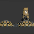 Cosmic Space Station With Dome Structures Metallic Tower And Gold Black Accents 3d model