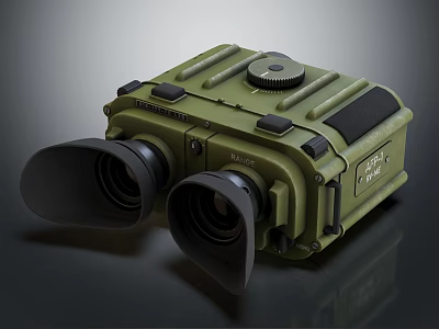 Green Tactical Binoculars With Rugged Design Large Lenses And Top Adjustment Knob 3d model