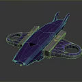 Purple Futuristic Flying Vehicle With Glowing Rings And Sci Fi Wing Design