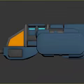 Futuristic Blue Mechanical 3D Model With Orange Window Gray Components And Thrusters 3d model
