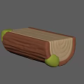 Arbor Tree Trunk Decorative Model With Orange Surface Wood Grain And Green Ends 3d model