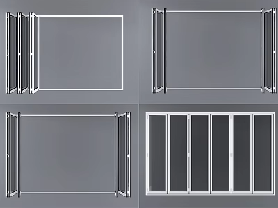 Folding Doors With Different Designs Featuring Various Panel Configurations And Structures 3d model