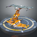 Detailed Orange Aircraft Model On Circular Display Base With Numbered Scales 3d model