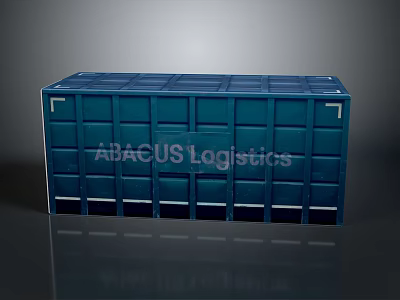 Blue Storage Box Featuring ABACUS Logistics Label For Home Organization 3d model