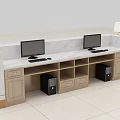 Elegant Modern Reception Desk With White Marble Surface Golden Base And Table Lamp 3d model