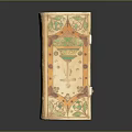 Vintage Wooden Storage Box With Colorful Decorative Patterns And White Handles