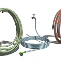 Colored Garden Hoses Multiple Colors Green Blue Brown Coiled With Connector Fittings For Outdoor Watering