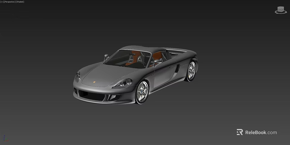 Gray Convertible Sports Car With Orange Interior Sporty Exterior And Sleek Styling 3d model 