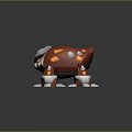 Game Movie Character With Red White And Orange Spots Cartoon Fantasy Four Legged 3D Creature