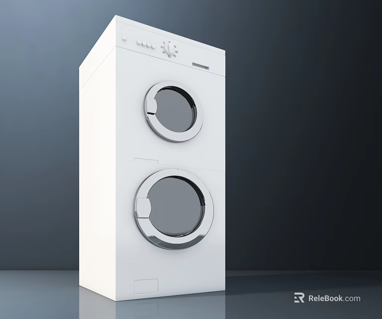 White Stackable Washer Dryer Combo With Modern Design For Home Laundry Appliance 3d model 