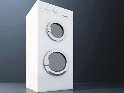 White Stackable Washer Dryer Combo With Modern Design For Home Laundry Appliance 3d model