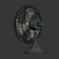 Vintage Electric Fan Classic Design With Metal Cage Blades And Blue Base