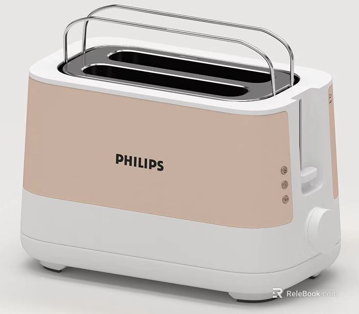 Philips Pink And White Two Slice Toaster Essential Kitchen Appliance For Home 3d model 