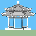 Traditional Chinese Pavilion With Multi tiered Roof Pillars And Stone Steps