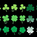 Various Green And White Clover Silhouettes With Multiple Shades And Basic Design Elements 3d model