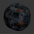 Cosmic Asteroid With Blue Red Surface And Impact Craters In Space Study
