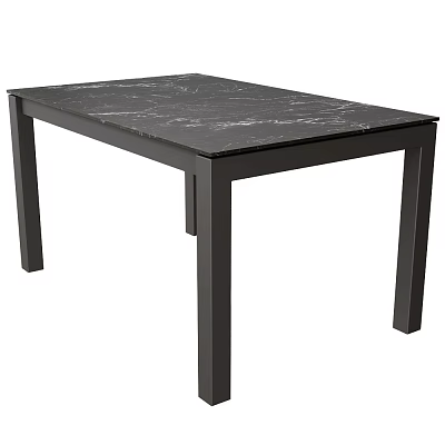 Modern Black Marble Dining Table With Black Metal Legs And Simple Modern Design 3d model