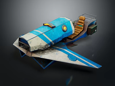 Small Blue And White Spacecraft With Cockpit Seats For Space Exploration Missions 3d model