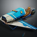 Small Blue And White Spacecraft With Cockpit Seats For Space Exploration Missions